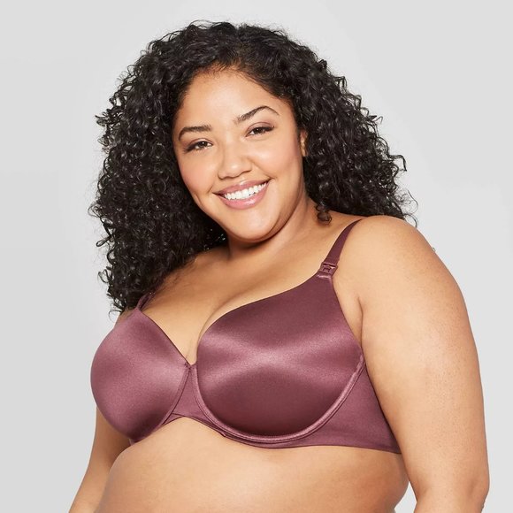 Burgundy Plus Nursing Full Coverage T-Shirt Bra - Picture 1 of 9